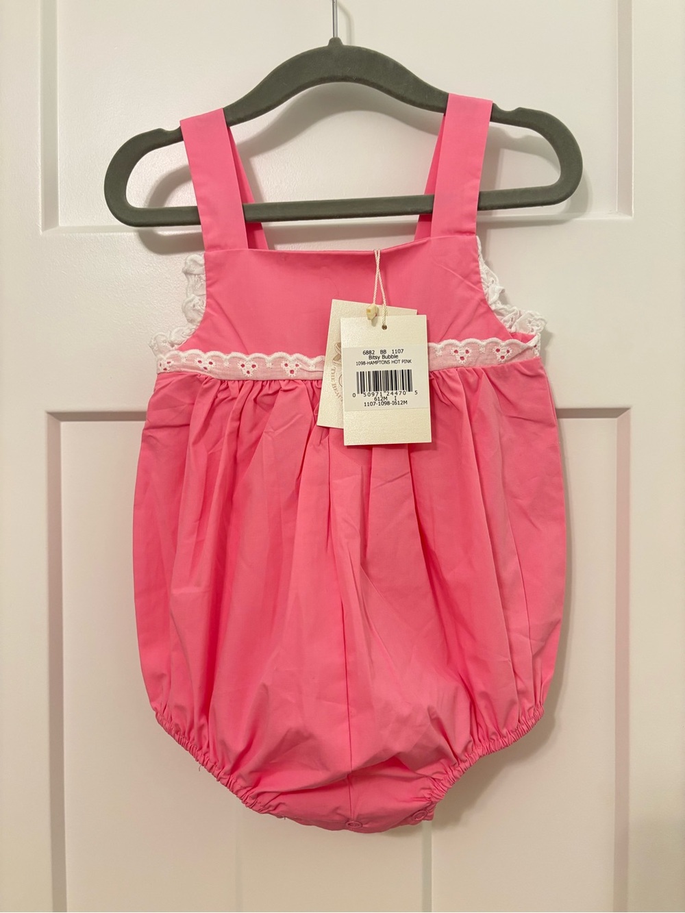 The Beaufort Bonnet Pink Bitsy Bubble 6-12M